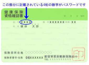 この部分に記載されている4桁の数字がパスワードです。